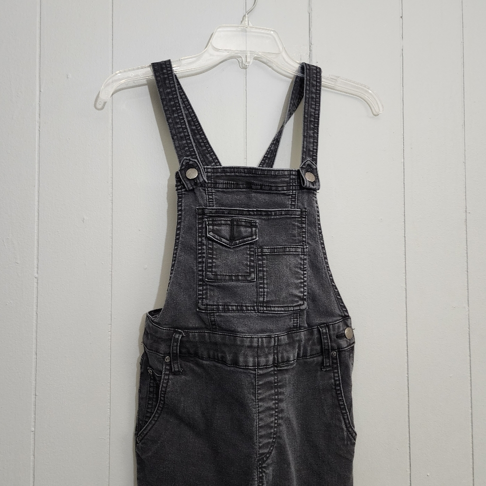 Free People Black Denim Skinny Jeans Overalls - Picture 2 of 13